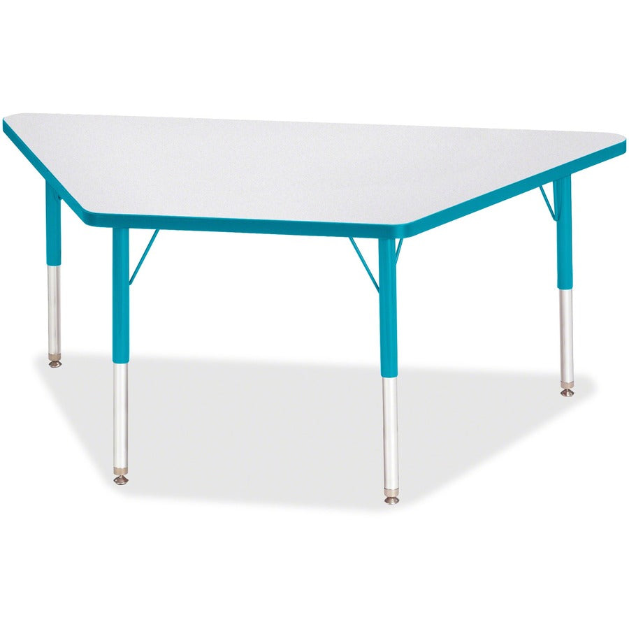 Jonti-Craft Berries Elementary Height Prism Edge Trapezoid Table - Laminated Trapezoid, Teal Top - Four Leg Base - 4 Legs - Height Adjustable - 15" to 24" Adjustment - 60" Table Top Length x 30" Table Top Width x 1.13" Table Top Thickness - 24" Height...