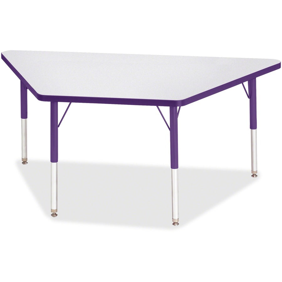 Jonti-Craft Berries Elementary Height Prism Edge Trapezoid Table - Laminated Trapezoid, Purple Top - Four Leg Base - 4 Legs - Height Adjustable - 15" to 24" Adjustment - 60" Table Top Length x 30" Table Top Width x 1.13" Table Top Thickness - 24" Heigh...