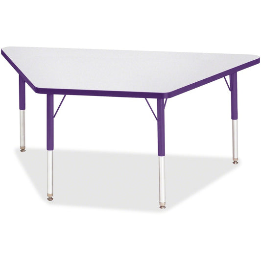 Jonti-Craft Berries Elementary Height Prism Edge Trapezoid Table - Laminated Trapezoid, Purple Top - Four Leg Base - 4 Legs - Height Adjustable - 15" to 24" Adjustment - 60" Table Top Length x 30" Table Top Width x 1.13" Table Top Thickness - 24" Heigh...