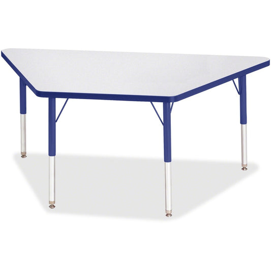 Jonti-Craft Berries Elementary Height Prism Edge Trapezoid Table - Blue Trapezoid, Laminated Top - Four Leg Base - 4 Legs - Height Adjustable - 15" to 24" Adjustment - 60" Table Top Length x 30" Table Top Width x 1.13" Table Top Thickness - 24" Height...