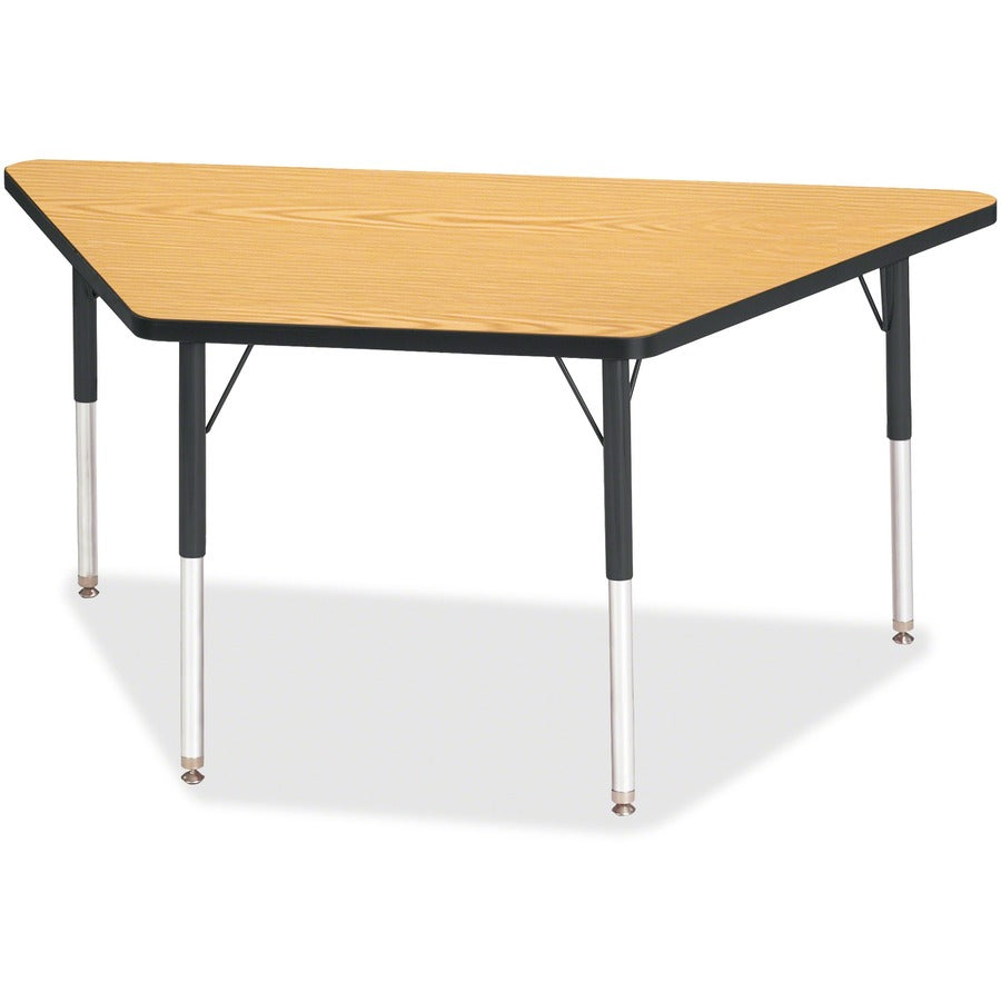 Jonti-Craft Berries Adult-Size Classic Color Trapezoid Table - Black Oak Trapezoid, Laminated Top - Four Leg Base - 4 Legs - Height Adjustable - 24" to 31" Adjustment - 60" Table Top Length x 30" Table Top Width x 1.13" Table Top Thickness - 31" Height...