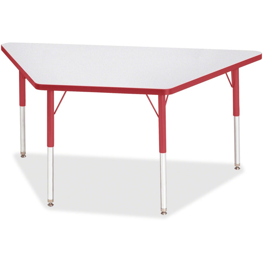 Jonti-Craft Berries Adult Height Gray Laminate Trapezoid Table - Gray Trapezoid, Laminated Top - Four Leg Base - 4 Legs - Height Adjustable - 24" to 31" Adjustment - 60" Table Top Length x 30" Table Top Width x 1.13" Table Top Thickness - 31" Height...