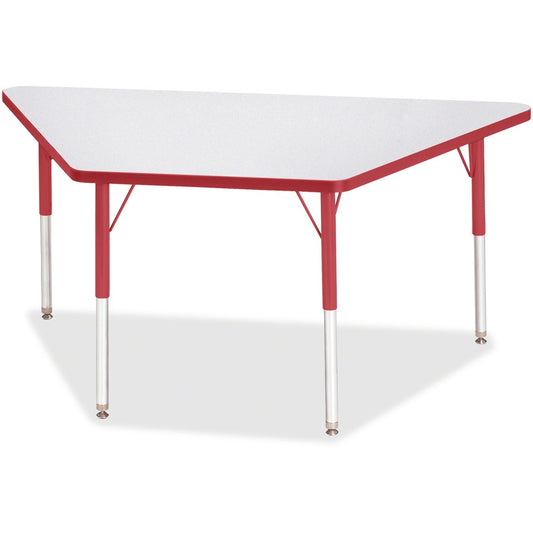 Jonti-Craft Berries Adult Height Gray Laminate Trapezoid Table - Gray Trapezoid, Laminated Top - Four Leg Base - 4 Legs - Height Adjustable - 24" to 31" Adjustment - 60" Table Top Length x 30" Table Top Width x 1.13" Table Top Thickness - 31" Height...