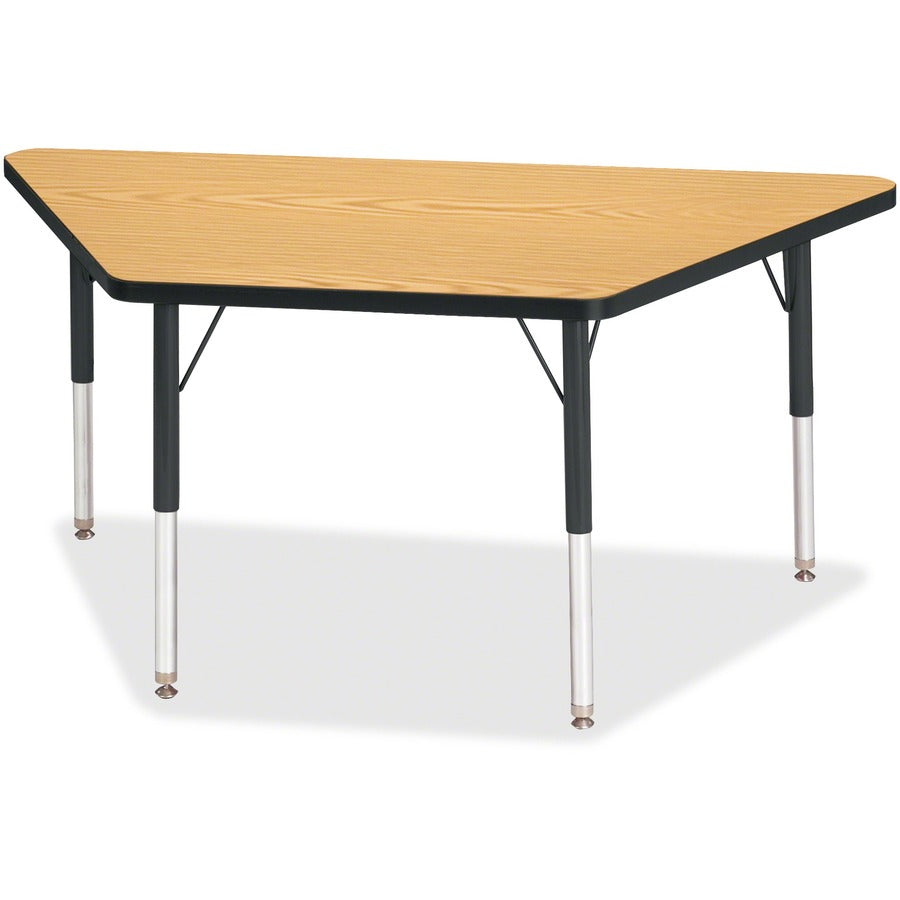 Jonti-Craft Berries Elementary Height Classic Trapezoid Table - Black Oak Trapezoid, Laminated Top - Four Leg Base - 4 Legs - Height Adjustable - 15" to 24" Adjustment - 48" Table Top Length x 24" Table Top Width x 1.13" Table Top Thickness - 24" Heigh...