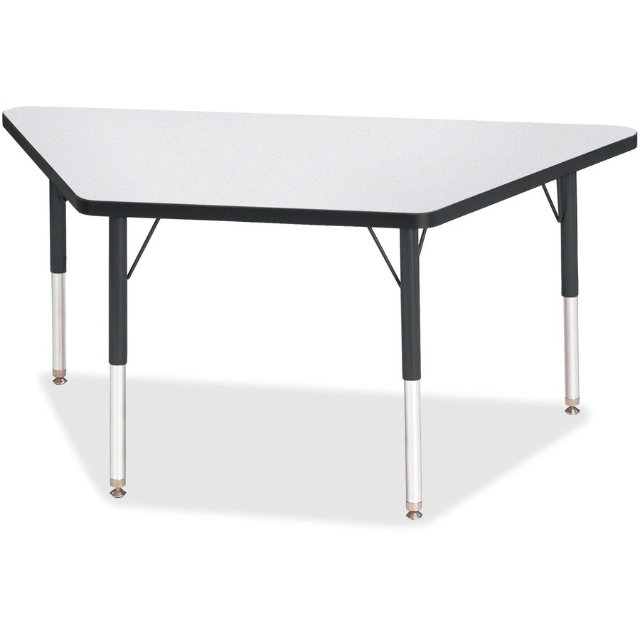 Jonti-Craft Berries Elementary Height Prism Edge Trapezoid Table - Black Trapezoid, Laminated Top - Four Leg Base - 4 Legs - Height Adjustable - 15" to 24" Adjustment - 48" Table Top Length x 24" Table Top Width x 1.13" Table Top Thickness - 24" Height...