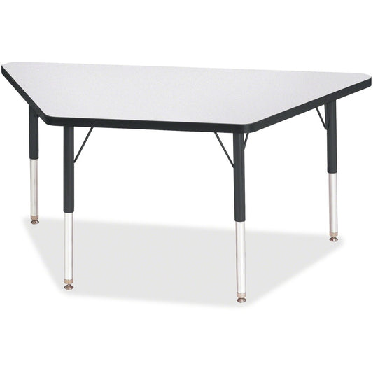 Jonti-Craft Berries Elementary Height Prism Edge Trapezoid Table - Black Trapezoid, Laminated Top - Four Leg Base - 4 Legs - Height Adjustable - 15" to 24" Adjustment - 48" Table Top Length x 24" Table Top Width x 1.13" Table Top Thickness - 24" Height...