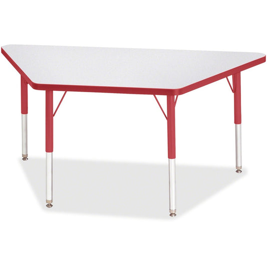 Jonti-Craft Berries Elementary Height Prism Edge Trapezoid Table - Laminated Trapezoid, Red Top - Four Leg Base - 4 Legs - Height Adjustable - 15" to 24" Adjustment - 48" Table Top Length x 24" Table Top Width x 1.13" Table Top Thickness - 24" Height...