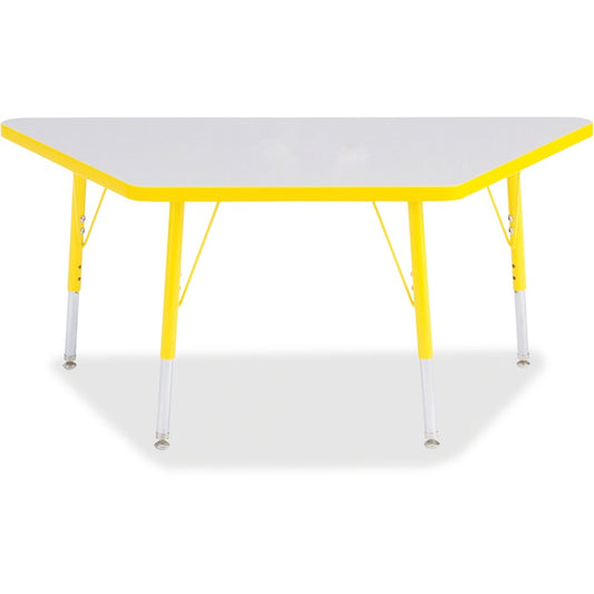 Jonti-Craft Berries Elementary Height Prism Edge Trapezoid Table - Laminated Trapezoid, Yellow Top - Four Leg Base - 4 Legs - Height Adjustable - 15" to 24" Adjustment - 48" Table Top Length x 24" Table Top Width x 1.13" Table Top Thickness - 24" Heigh...