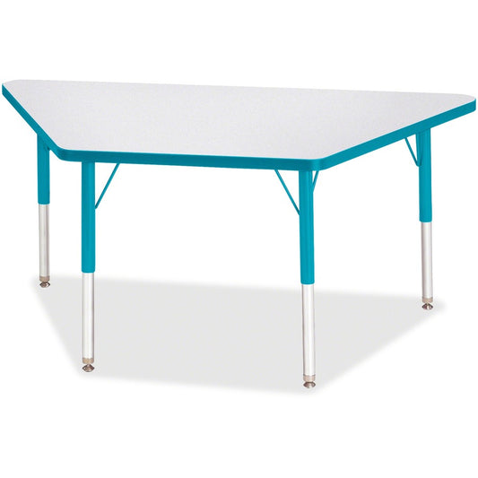 Jonti-Craft Berries Elementary Height Prism Edge Trapezoid Table - Laminated Trapezoid, Teal Top - Four Leg Base - 4 Legs - Height Adjustable - 15" to 24" Adjustment - 48" Table Top Length x 24" Table Top Width x 1.13" Table Top Thickness - 24" Height...