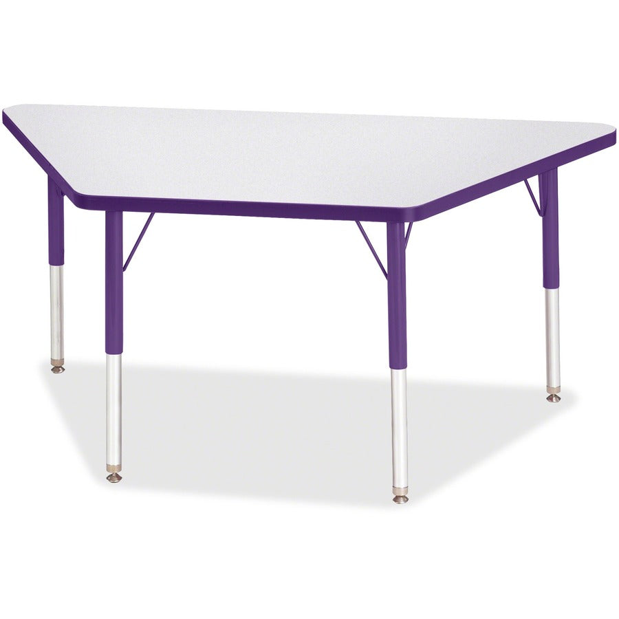 Jonti-Craft Berries Elementary Height Prism Edge Trapezoid Table - Laminated Trapezoid, Purple Top - Four Leg Base - 4 Legs - Height Adjustable - 15" to 24" Adjustment - 48" Table Top Length x 24" Table Top Width x 1.13" Table Top Thickness - 24" Heigh...