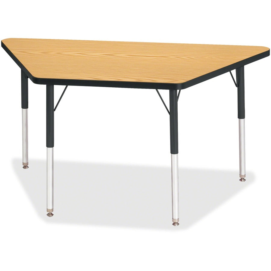 Jonti-Craft Berries Adult-Size Classic Color Trapezoid Table - Black Oak Trapezoid, Laminated Top - Four Leg Base - 4 Legs - Height Adjustable - 24" to 31" Adjustment - 48" Table Top Length x 24" Table Top Width x 1.13" Table Top Thickness - 31" Height...