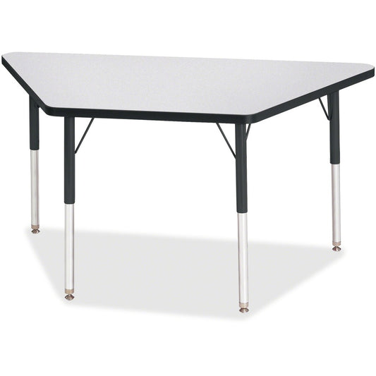 Jonti-Craft Berries Adult-Size Gray Laminate Trapezoid Table - Black Trapezoid, Laminated Top - Four Leg Base - 4 Legs - Height Adjustable - 24" to 31" Adjustment - 48" Table Top Length x 24" Table Top Width x 1.13" Table Top Thickness - 31" Height - E...