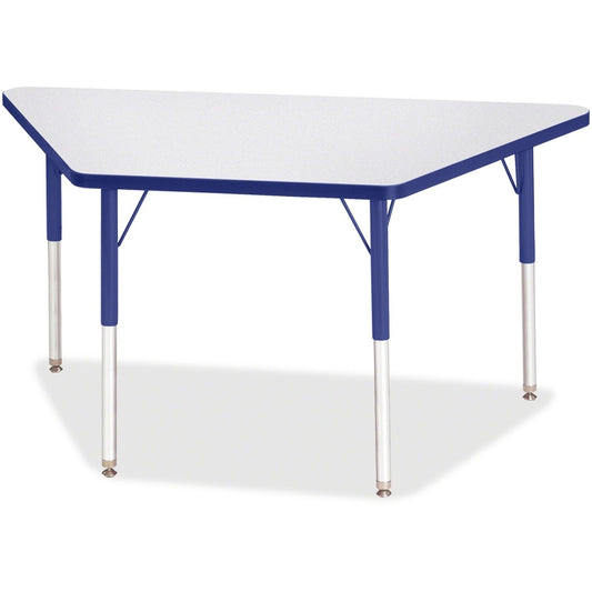 Jonti-Craft Berries Adult-Size Gray Laminate Trapezoid Table - Gray Trapezoid, Laminated Top - Four Leg Base - 4 Legs - Height Adjustable - 24" to 31" Adjustment - 48" Table Top Length x 24" Table Top Width x 1.13" Table Top Thickness - 31" Height - Ed...