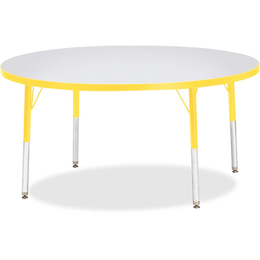 Jonti-Craft Berries Elementary Height Color Edge Round Table - Yellow Round Top - Four Leg Base - 4 Legs - Height Adjustable - 15" to 24" Adjustment x 1.13" Table Top Thickness x 48" Table Top Diameter - 24" Height - Art, Craft - Assembly Required - Fr...