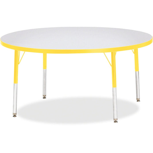 Jonti-Craft Berries Elementary Height Color Edge Round Table - Yellow Round Top - Four Leg Base - 4 Legs - Height Adjustable - 15" to 24" Adjustment x 1.13" Table Top Thickness x 48" Table Top Diameter - 24" Height - Art, Craft - Assembly Required - Fr...