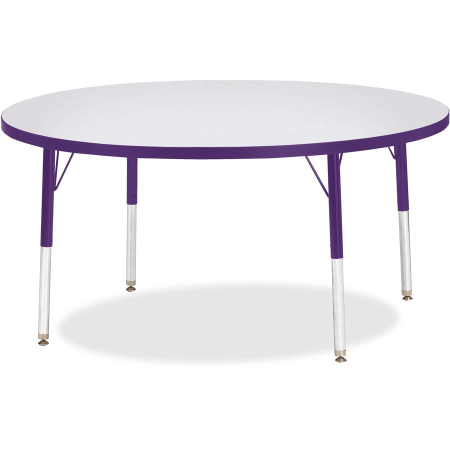Jonti-Craft Berries Elementary Height Color Edge Round Table - Purple Round Top - Four Leg Base - 4 Legs - Height Adjustable - 15" to 24" Adjustment x 1.13" Table Top Thickness x 48" Table Top Diameter - 24" Height - Art, Craft - Assembly Required - Fr...