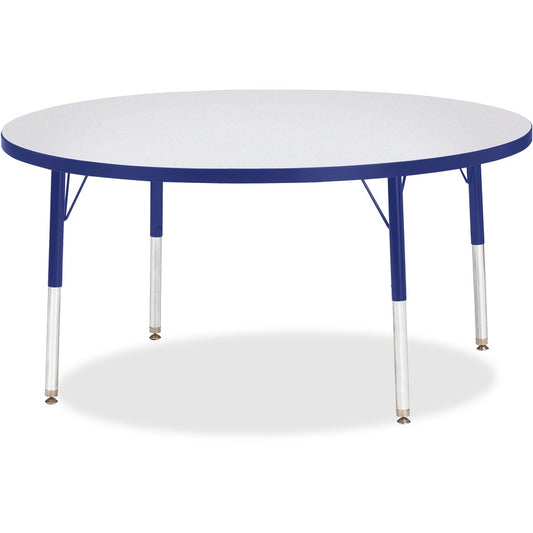 Jonti-Craft Berries Elementary Height Color Edge Round Table - Blue Round Top - Four Leg Base - 4 Legs - Height Adjustable - 15" to 24" Adjustment x 1.13" Table Top Thickness x 48" Table Top Diameter - 24" Height - Art, Craft - Assembly Required - Frec...