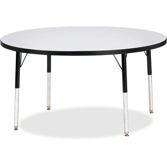 Jonti-Craft Berries Adult Height Color Edge Round Table - Black Round, Laminated Top - Four Leg Base - 4 Legs - Height Adjustable - 24" to 31" Adjustment x 1.13" Table Top Thickness x 48" Table Top Diameter - 31" Height - Art, Craft - Assembly Required...