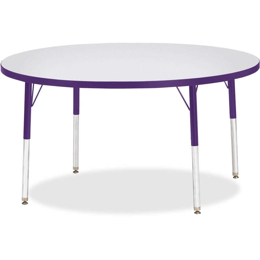 Jonti-Craft Berries Adult Height Color Edge Round Table - Laminated Round, Purple Top - Four Leg Base - 4 Legs - Height Adjustable - 24" to 31" Adjustment x 1.13" Table Top Thickness x 48" Table Top Diameter - 31" Height - Art, Craft - Assembly Require...