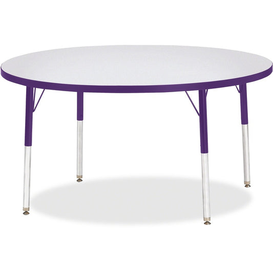 Jonti-Craft Berries Adult Height Color Edge Round Table - Laminated Round, Purple Top - Four Leg Base - 4 Legs - Height Adjustable - 24" to 31" Adjustment x 1.13" Table Top Thickness x 48" Table Top Diameter - 31" Height - Art, Craft - Assembly Require...
