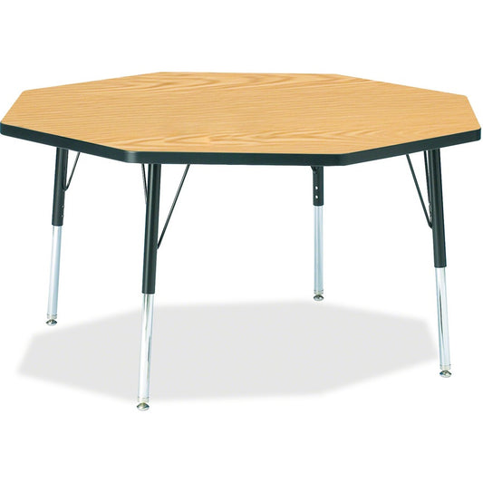 Jonti-Craft Berries Elementary Height Color Top Octagon Table - Black Oak Octagonal, Laminated Top - Four Leg Base - 4 Legs - Height Adjustable - 15" to 24" Adjustment x 1.13" Table Top Thickness x 48" Table Top Diameter - 24" Height - Art, Craft - Ass...