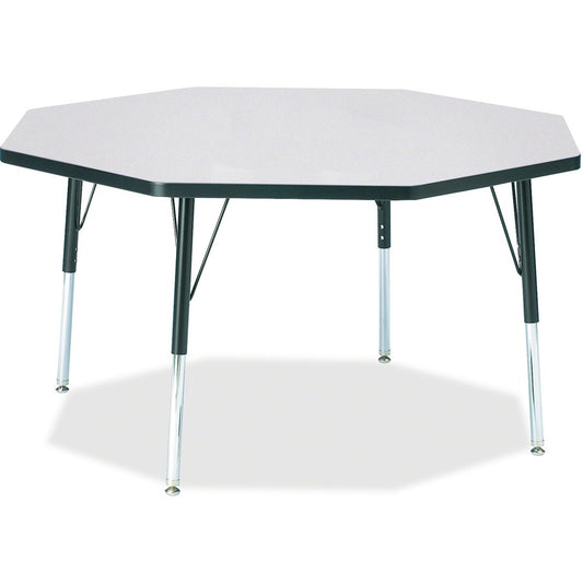 Berries Berries Elementary Height Color Edge Octagon Table - Gray Octagonal Top - Four Leg Base - 4 Legs - Height Adjustable - 15" to 24" Adjustment x 1.13" Table Top Thickness x 48" Table Top Diameter - 24" Height - Art, Craft - Assembly Required - Po...