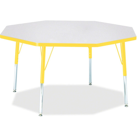 Jonti-Craft Berries Elementary Height Color Edge Octagon Table - Laminated Octagonal, Yellow Top - Four Leg Base - 4 Legs - Height Adjustable - 15" to 24" Adjustment x 1.13" Table Top Thickness x 48" Table Top Diameter - 24" Height - Art, Craft - Assem...