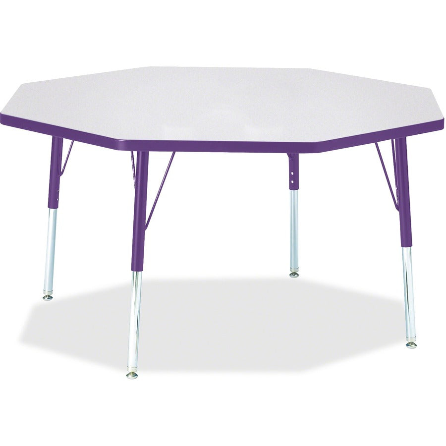 Jonti-Craft Berries Elementary Height Color Edge Octagon Table - Laminated Octagonal, Purple Top - Four Leg Base - 4 Legs - Height Adjustable - 15" to 24" Adjustment x 1.13" Table Top Thickness x 48" Table Top Diameter - 24" Height - Art, Craft - Assem...