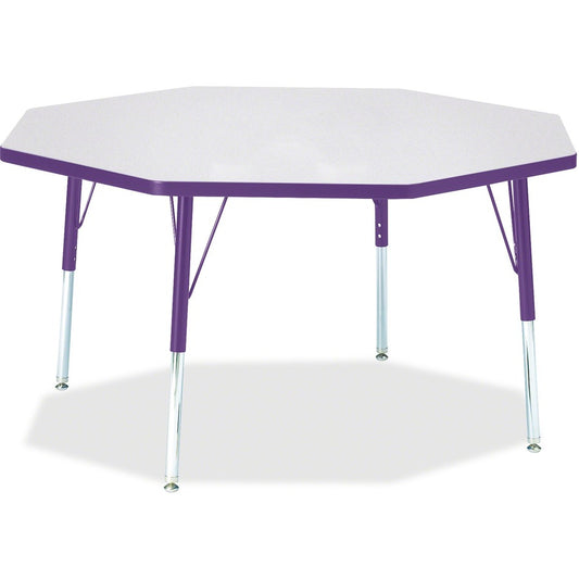 Jonti-Craft Berries Elementary Height Color Edge Octagon Table - Laminated Octagonal, Purple Top - Four Leg Base - 4 Legs - Height Adjustable - 15" to 24" Adjustment x 1.13" Table Top Thickness x 48" Table Top Diameter - 24" Height - Art, Craft - Assem...