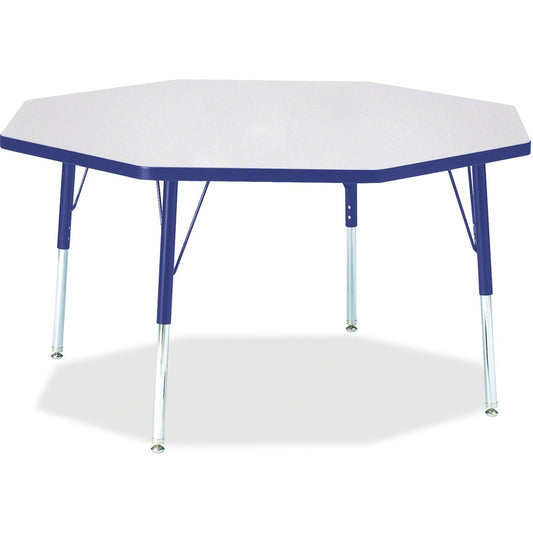 Jonti-Craft Berries Elementary Height Color Edge Octagon Table - Gray Octagonal, Laminated Top - Four Leg Base - 4 Legs - Height Adjustable - 15" to 24" Adjustment x 1.13" Table Top Thickness x 48" Table Top Diameter - 24" Height - Art, Craft - Assembl...