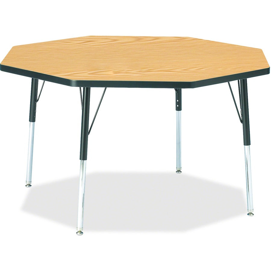 Jonti-Craft Berries Adult Height Color Top Octagon Table - Black Oak Octagonal, Laminated Top - Four Leg Base - 4 Legs - Height Adjustable - 24" to 31" Adjustment x 1.13" Table Top Thickness x 48" Table Top Diameter - 31" Height - Art, Craft - Assembly...
