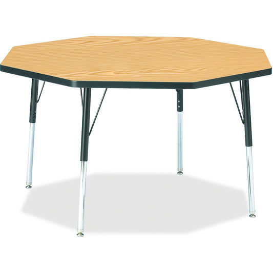 Jonti-Craft Berries Adult Height Color Top Octagon Table - Black Oak Octagonal, Laminated Top - Four Leg Base - 4 Legs - Height Adjustable - 24" to 31" Adjustment x 1.13" Table Top Thickness x 48" Table Top Diameter - 31" Height - Art, Craft - Assembly...