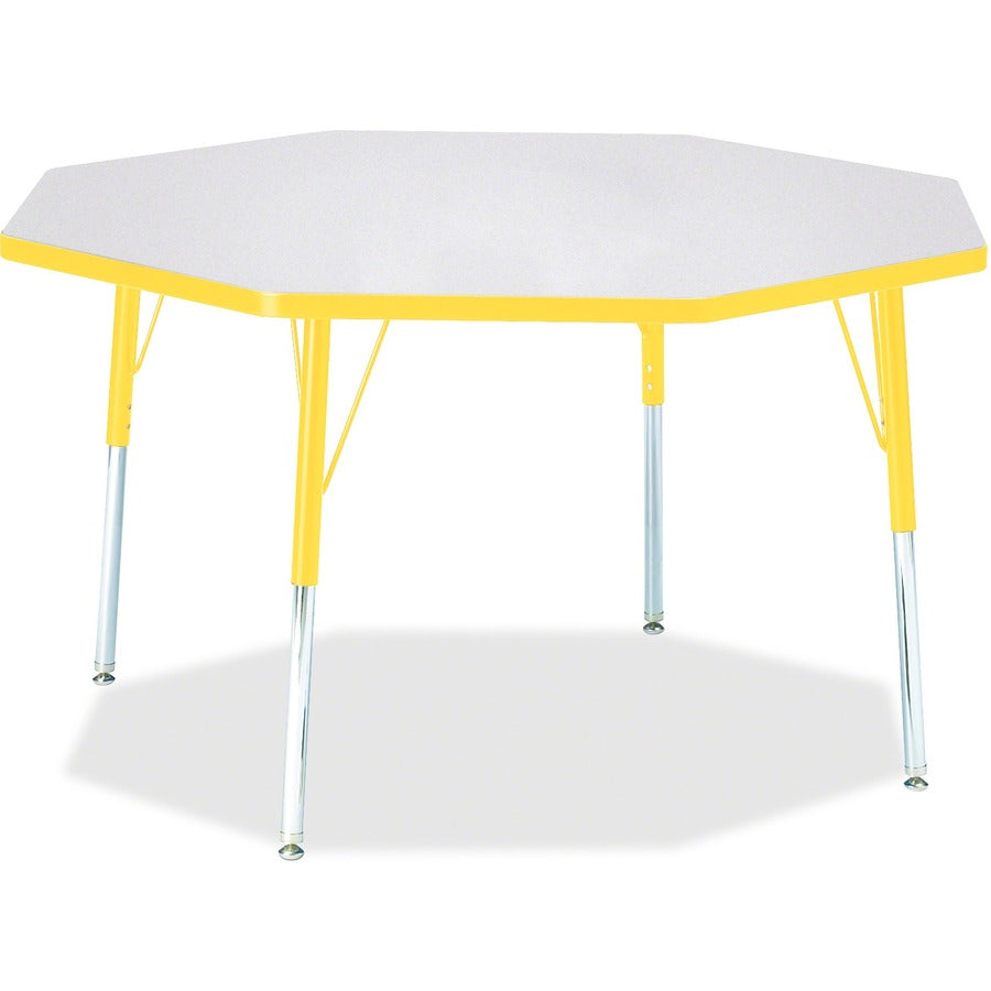Jonti-Craft Berries Adult Height Color Edge Octagon Table - Gray Octagonal, Laminated Top - Four Leg Base - 4 Legs - Height Adjustable - 24" to 31" Adjustment x 1.13" Table Top Thickness x 48" Table Top Diameter - 31" Height - Art, Craft - Assembly Req...