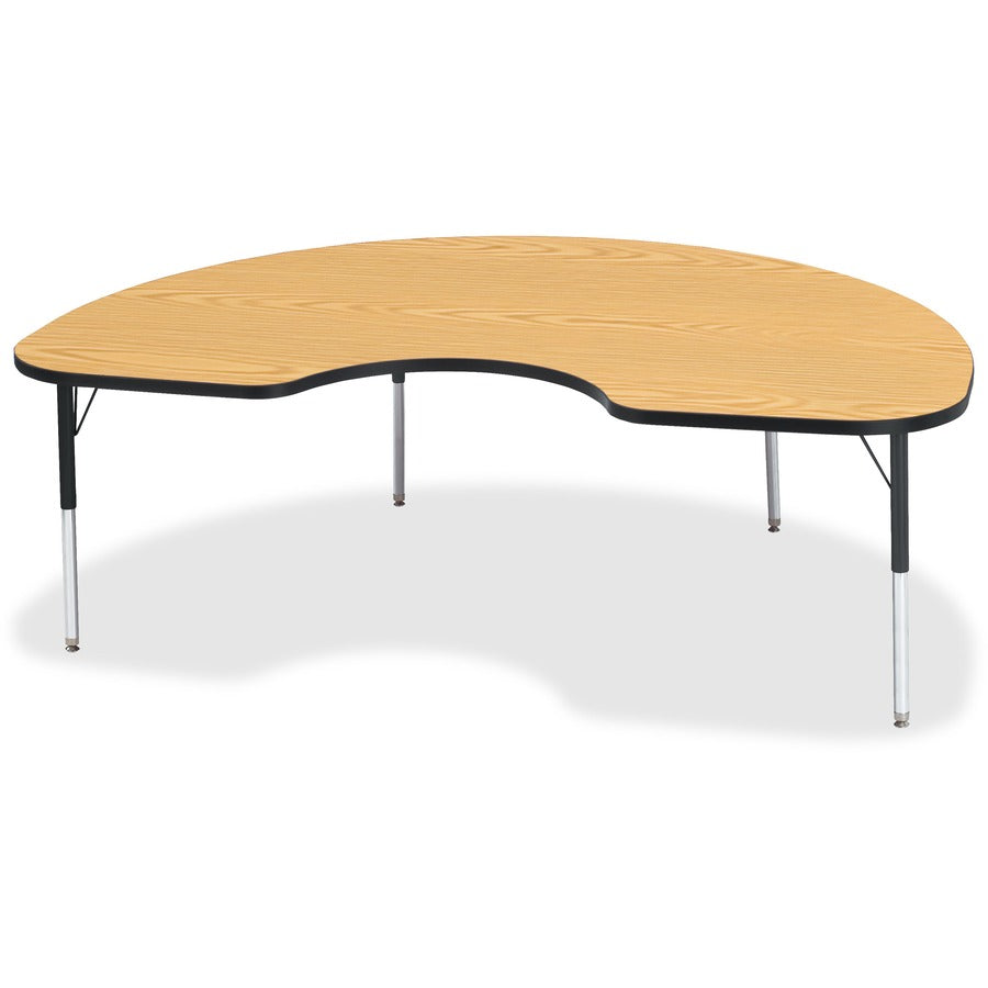 Jonti-Craft Berries Elementary Height Color Top Kidney Table - Black Oak Kidney-shaped, Laminated Top - Four Leg Base - 4 Legs - Height Adjustable - 15" to 24" Adjustment - 72" Table Top Length x 48" Table Top Width x 1.13" Table Top Thickness - 24" He...