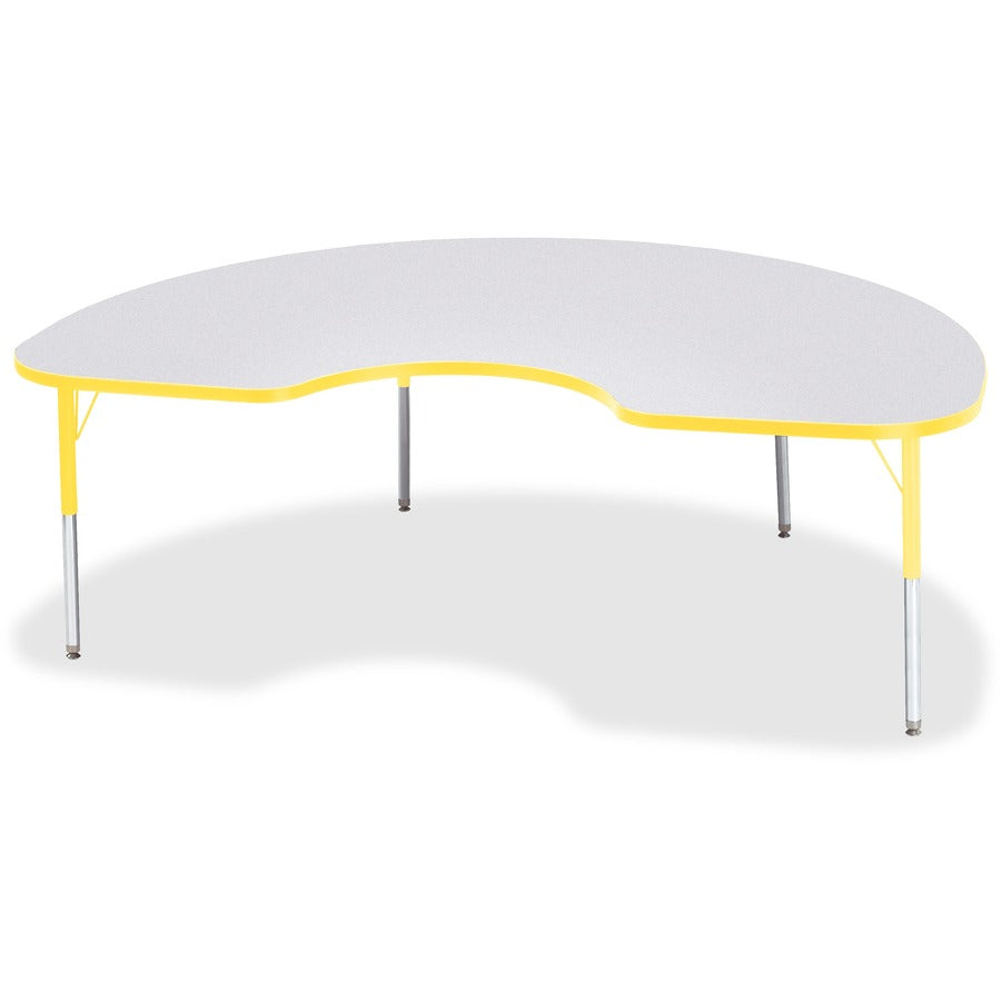 Jonti-Craft Berries Elementary Height Color Edge Kidney Table - Laminated Kidney-shaped, Yellow Top - Four Leg Base - 4 Legs - Height Adjustable - 15" to 24" Adjustment - 72" Table Top Length x 48" Table Top Width x 1.13" Table Top Thickness - 24" Heig...