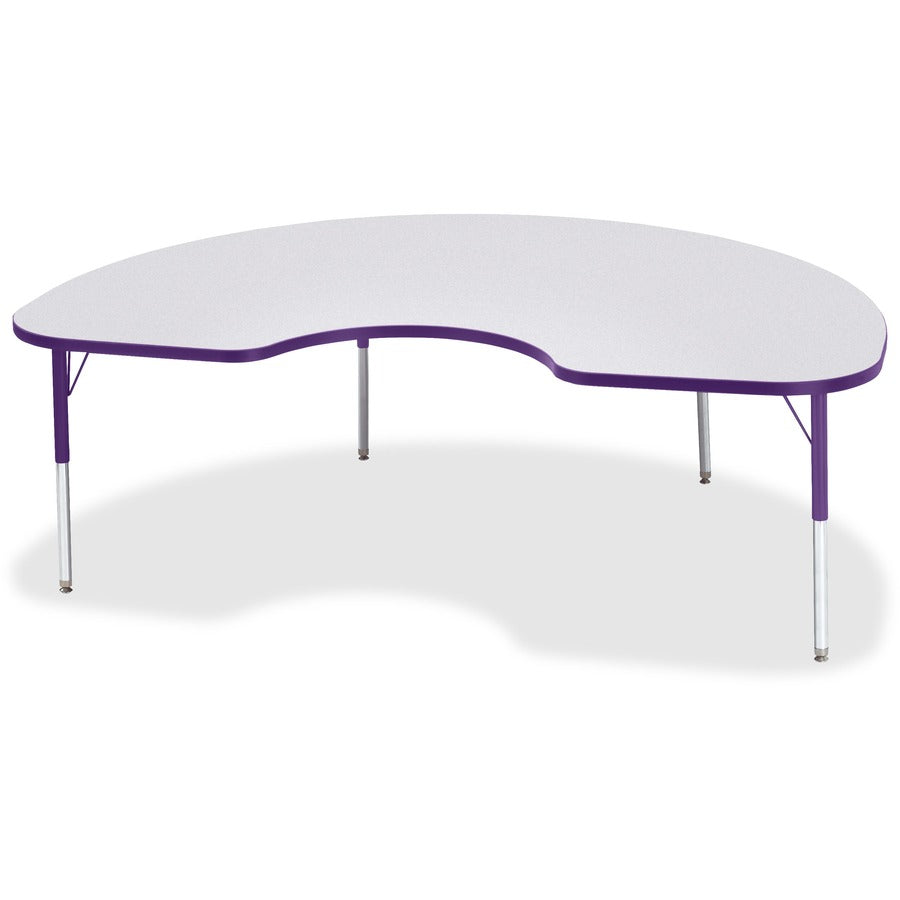 Jonti-Craft Berries Elementary Height Color Edge Kidney Table - Laminated Kidney-shaped, Purple Top - Four Leg Base - 4 Legs - Height Adjustable - 15" to 24" Adjustment - 72" Table Top Length x 48" Table Top Width x 1.13" Table Top Thickness - 24" Heig...