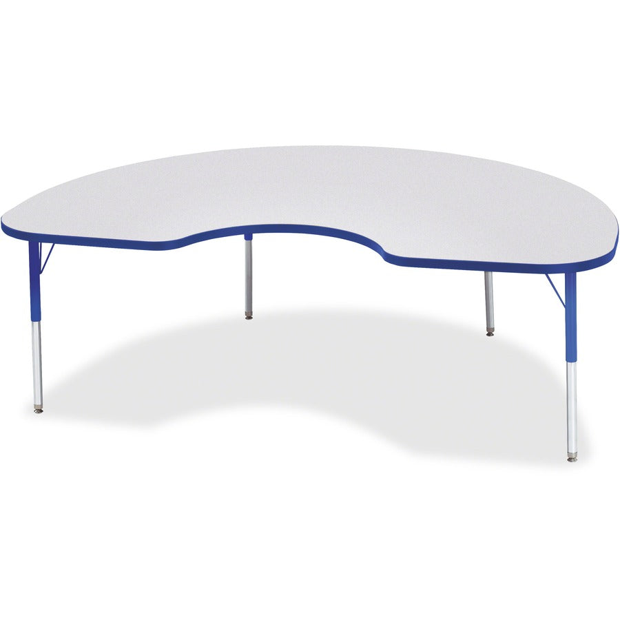 Jonti-Craft Berries Elementary Height Color Edge Kidney Table - Gray Kidney-shaped, Laminated Top - Four Leg Base - 4 Legs - Height Adjustable - 15" to 24" Adjustment - 72" Table Top Length x 48" Table Top Width x 1.13" Table Top Thickness - 24" Height...