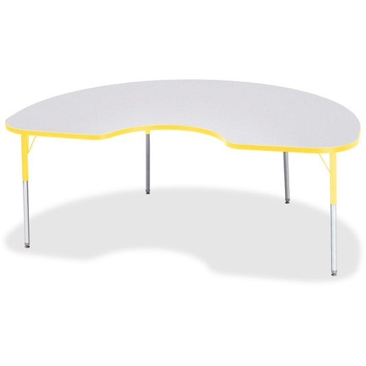 Jonti-Craft Berries Adult Height Prism Color Edge Kidney Table - Laminated Kidney-shaped, Yellow Top - Four Leg Base - 4 Legs - Height Adjustable - 24" to 31" Adjustment - 72" Table Top Length x 48" Table Top Width x 1.13" Table Top Thickness - 31" Hei...