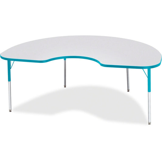 Jonti-Craft Berries Adult Height Prism Color Edge Kidney Table - Laminated Kidney-shaped, Teal Top - Four Leg Base - 4 Legs - Height Adjustable - 24" to 31" Adjustment - 72" Table Top Length x 48" Table Top Width x 1.13" Table Top Thickness - 31" Heigh...