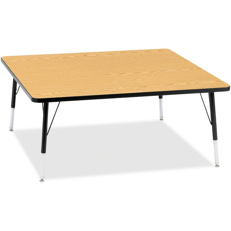 Jonti-Craft Berries Elementary Height Color Top Square Table - Black Oak Square, Laminated Top - Four Leg Base - 4 Legs - Height Adjustable - 15" to 24" Adjustment - 48" Table Top Length x 48" Table Top Width x 1.13" Table Top Thickness - 24" Height...