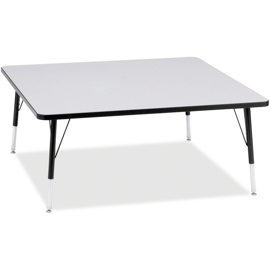 Jonti-Craft Berries Elementary Height Color Edge Square Table - Black Square, Laminated Top - Four Leg Base - 4 Legs - Height Adjustable - 15" to 24" Adjustment - 48" Table Top Length x 48" Table Top Width x 1.13" Table Top Thickness - 24" Height - Art...