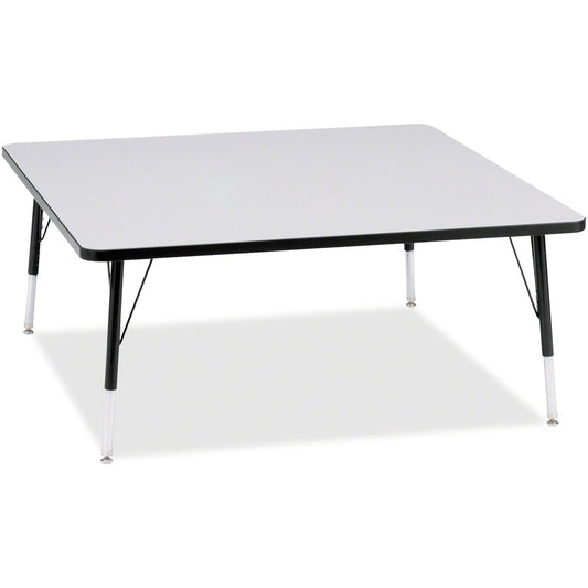 Jonti-Craft Berries Elementary Height Color Edge Square Table - Black Square, Laminated Top - Four Leg Base - 4 Legs - Height Adjustable - 15" to 24" Adjustment - 48" Table Top Length x 48" Table Top Width x 1.13" Table Top Thickness - 24" Height - Art...