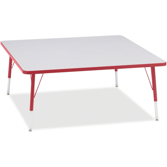 Jonti-Craft Berries Elementary Height Color Edge Square Table - Laminated Square, Red Top - Four Leg Base - 4 Legs - Height Adjustable - 15" to 24" Adjustment - 48" Table Top Length x 48" Table Top Width x 1.13" Table Top Thickness - 24" Height - Art...
