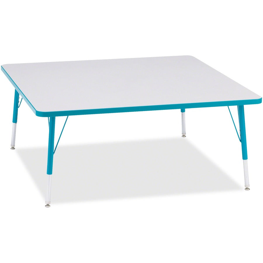 Jonti-Craft Berries Elementary Height Color Edge Square Table - Laminated Square, Teal Top - Four Leg Base - 4 Legs - Height Adjustable - 15" to 24" Adjustment - 48" Table Top Length x 48" Table Top Width x 1.13" Table Top Thickness - 24" Height - Art...