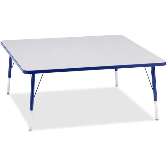 Jonti-Craft Berries Elementary Height Color Edge Square Table - Gray Square, Laminated Top - Four Leg Base - 4 Legs - 15" to 24" Adjustment - 48" Table Top Length x 48" Table Top Width x 1.13" Table Top Thickness - 24" Height - Educational Environment...