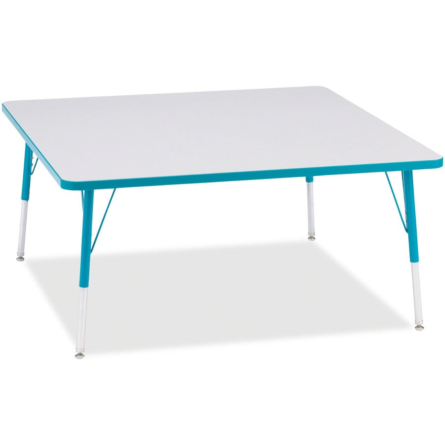 Jonti-Craft Berries Adult Height Prism Color Edge Square Table - Laminated Square, Teal Top - Four Leg Base - 4 Legs - Height Adjustable - 24" to 31" Adjustment - 48" Table Top Length x 48" Table Top Width x 1.13" Table Top Thickness - 31" Height - Art...