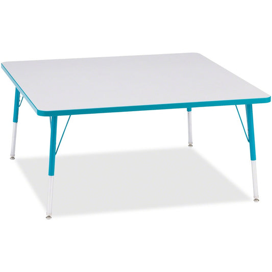 Jonti-Craft Berries Adult Height Prism Color Edge Square Table - Laminated Square, Teal Top - Four Leg Base - 4 Legs - Height Adjustable - 24" to 31" Adjustment - 48" Table Top Length x 48" Table Top Width x 1.13" Table Top Thickness - 31" Height - Art...