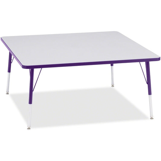 Jonti-Craft Berries Adult Height Prism Color Edge Square Table - Gray Square, Laminated Top - Four Leg Base - 4 Legs - Height Adjustable - 24" to 31" Adjustment - 48" Table Top Length x 48" Table Top Width x 1.13" Table Top Thickness - 31" Height - Art...
