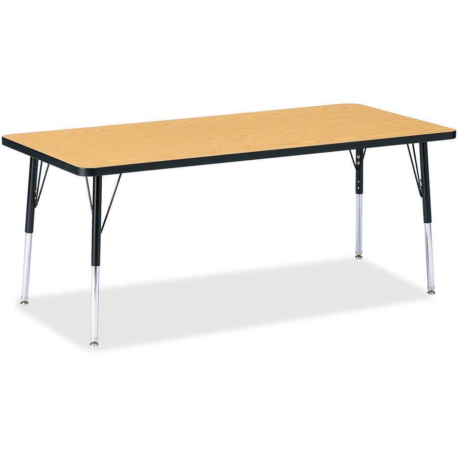Jonti-Craft Berries Elementary Height Color Top Rectangle Table - Black Oak Rectangle, Laminated Top - Four Leg Base - 4 Legs - Height Adjustable - 15" to 24" Adjustment - 72" Table Top Length x 30" Table Top Width x 1.13" Table Top Thickness - Art, Cr...