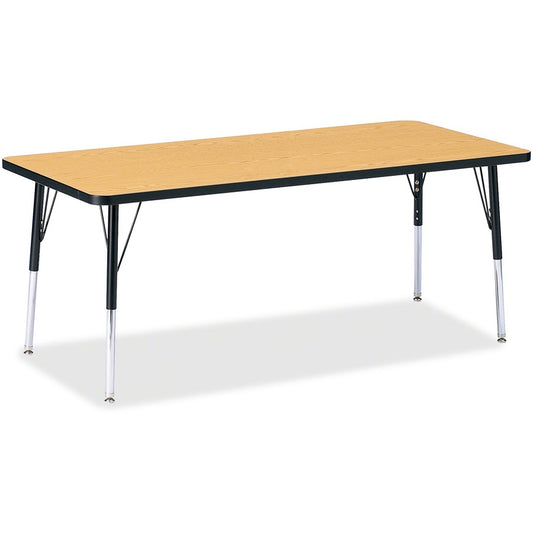 Jonti-Craft Berries Elementary Height Color Top Rectangle Table - Black Oak Rectangle, Laminated Top - Four Leg Base - 4 Legs - Height Adjustable - 15" to 24" Adjustment - 72" Table Top Length x 30" Table Top Width x 1.13" Table Top Thickness - Art, Cr...